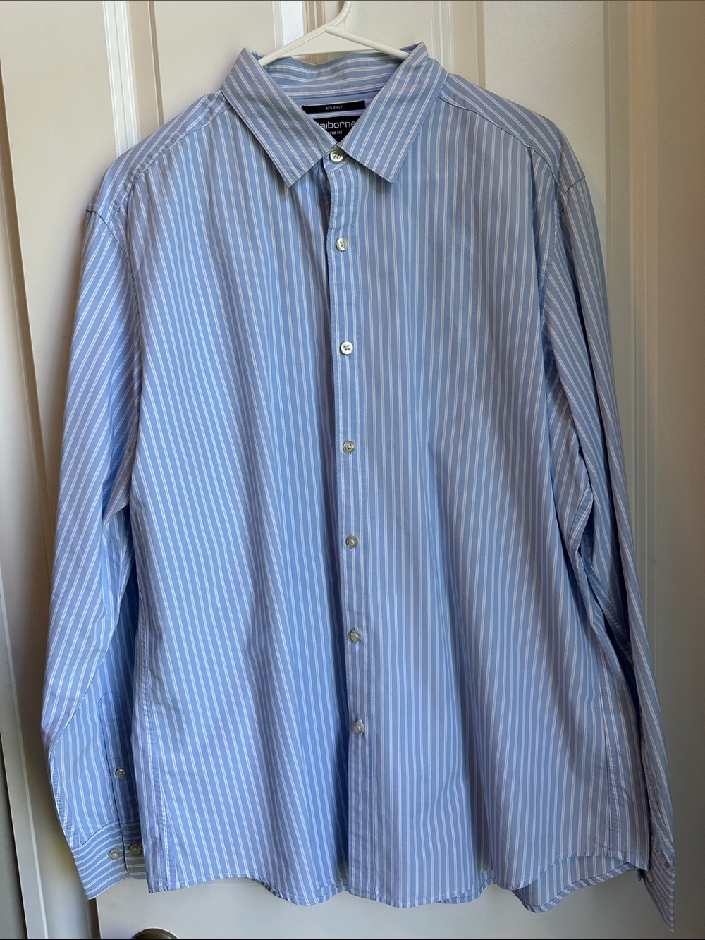 Claiborne Light Blue and White Striped Dress Shirt